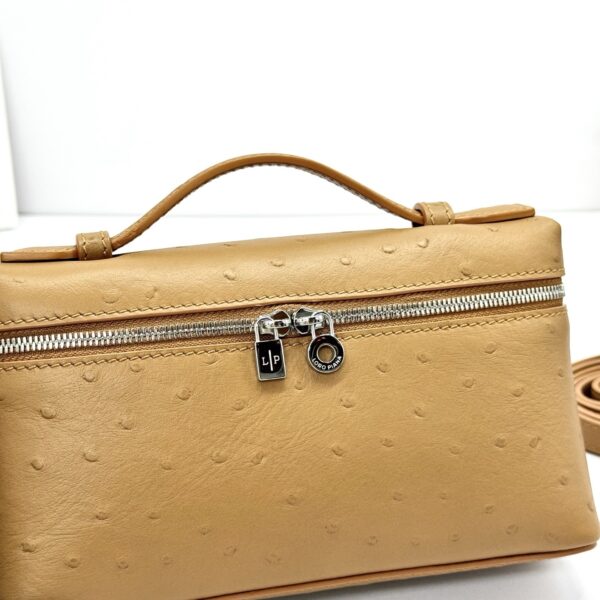 sy_no_260F803CD9C2335A53E87147019FBB83_5 L19 Ostrich-Embossed Calfskin Handbag / Kelly-Style Bag / Shoulder Bag – Golden Brown