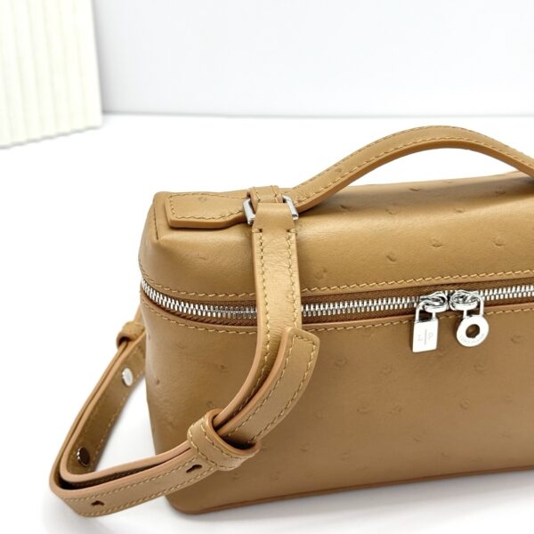 sy_no_260F803CD9C2335A53E87147019FBB83_6 L19 Ostrich-Embossed Calfskin Handbag / Kelly-Style Bag / Shoulder Bag – Golden Brown