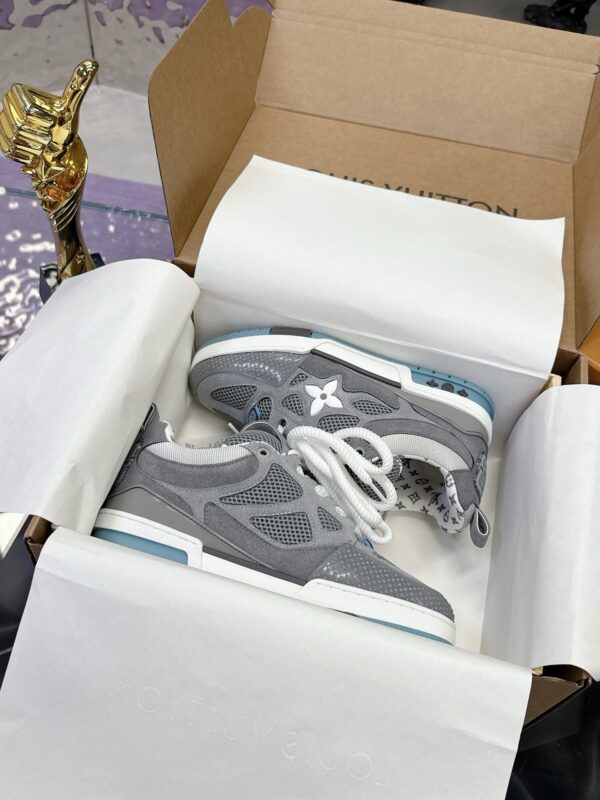 sy_no_2666FEEA6F0C3702CB7DC93F671B6E9A_0 Louis Vuitton LV Skate Grey & Light Blue Retro Skate Sneakers