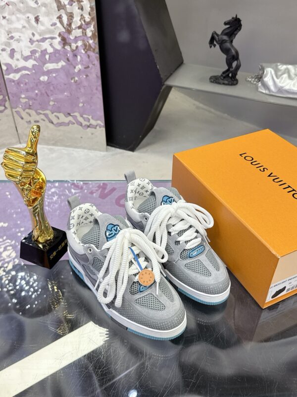 sy_no_2666FEEA6F0C3702CB7DC93F671B6E9A_4 Louis Vuitton LV Skate Grey & Light Blue Retro Skate Sneakers
