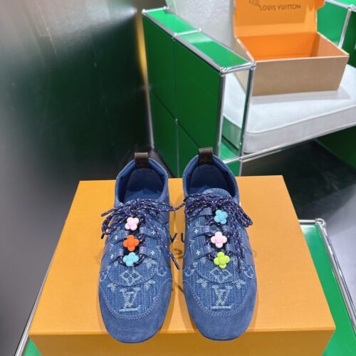 sy_no_26CCB86B7E4AA24EA6F71A6B68388458_0 Louis Vuitton Sneakerina Blue Monogram Denim Flower Thin-Sole Sneakers