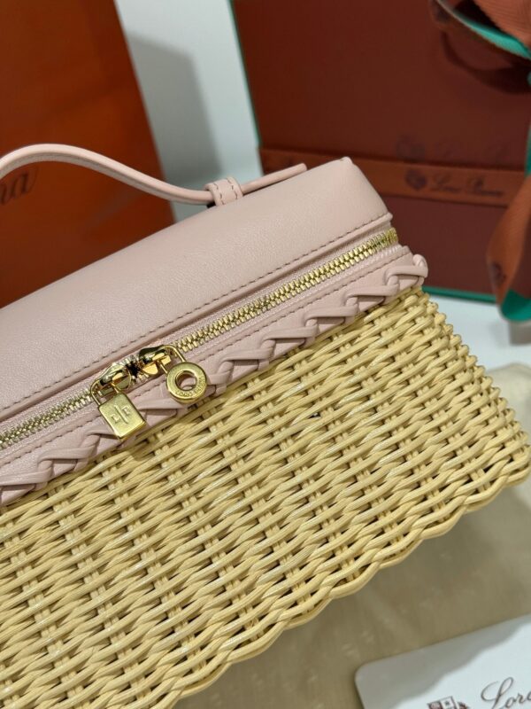 sy_no_2795688B4A7E253E4C0ED1820F29F64E_6 Loro Piana Extra Pocket L19 – Woven Leather Bag (Pink)