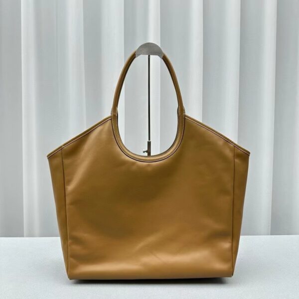 Caramel Brown Smooth Leather Large Shoulder Tote
