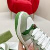 sy_no_287583750B7A99AD0B4D35518DD72FB5_7 Gucci Screener Sneaker in Sage Green Suede & White GG Canvas with Pink Web Stripe