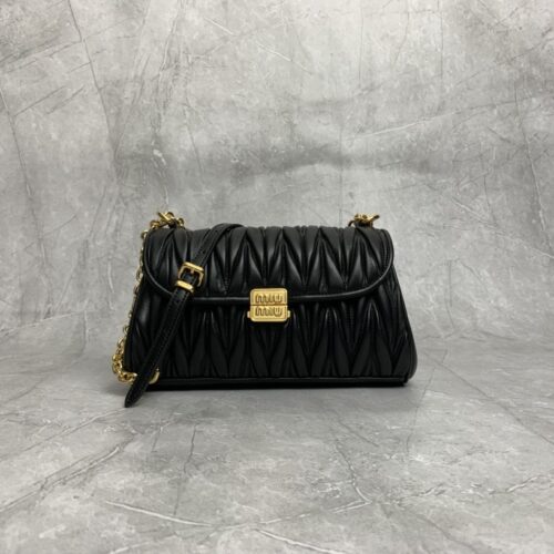 sy_no_2A15DFC0E167BD6A387E9E8375450003_0 Black Matelassé Flap Shoulder / Crossbody Bag