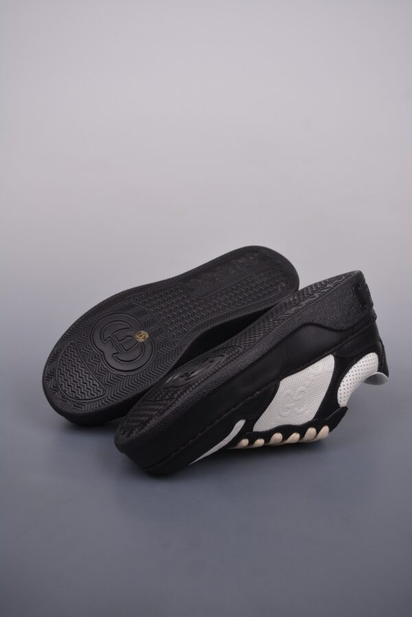 sy_no_2A3D1A6F57A5F010EB2148753BC45A31_2 Gucci Re-Web Sneaker in Black & White Perforated Leather with Interlocking GG