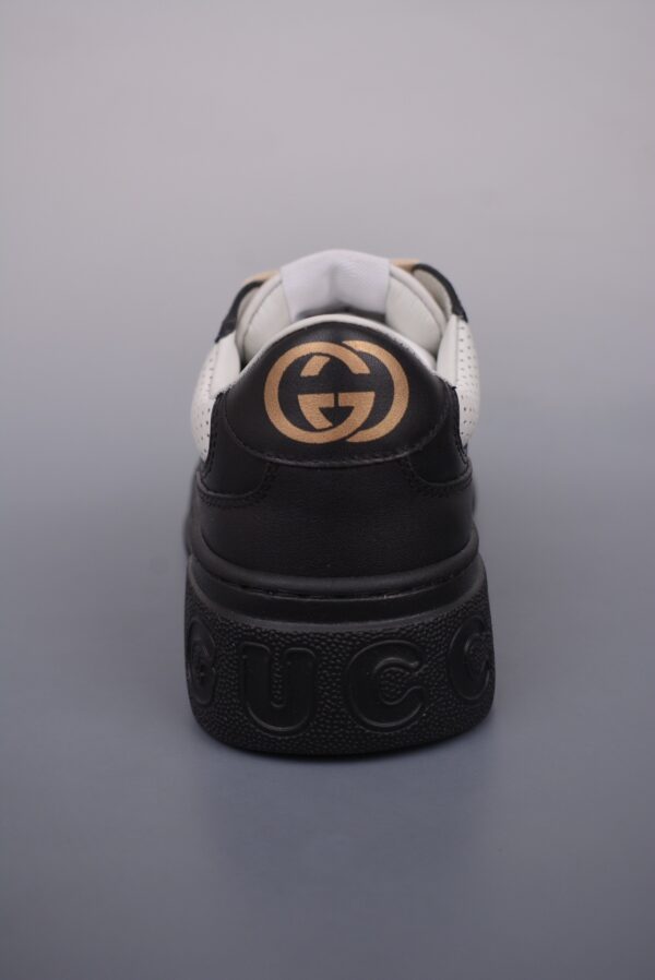 sy_no_2A3D1A6F57A5F010EB2148753BC45A31_3 Gucci Re-Web Sneaker in Black & White Perforated Leather with Interlocking GG