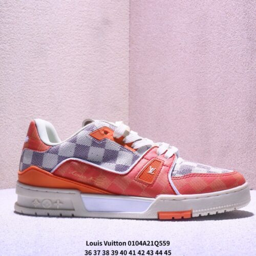 sy_no_2B978BB855916F0E528046DA8C46E873_0 Louis Vuitton LV Trainer Orange & Damier Retro Sneakers
