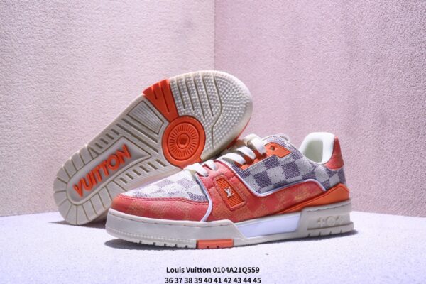 Louis Vuitton LV Trainer Orange & Damier Retro Sneakers