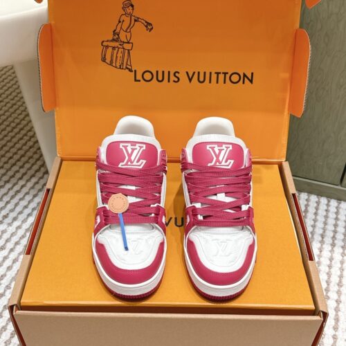 sy_no_2CAEC5C7C3039B2C722C2F8DA1AD29F5_0 Louis Vuitton LV Trainer Maxi / LV Skate White, Raspberry Red & Rose Pink Sneakers