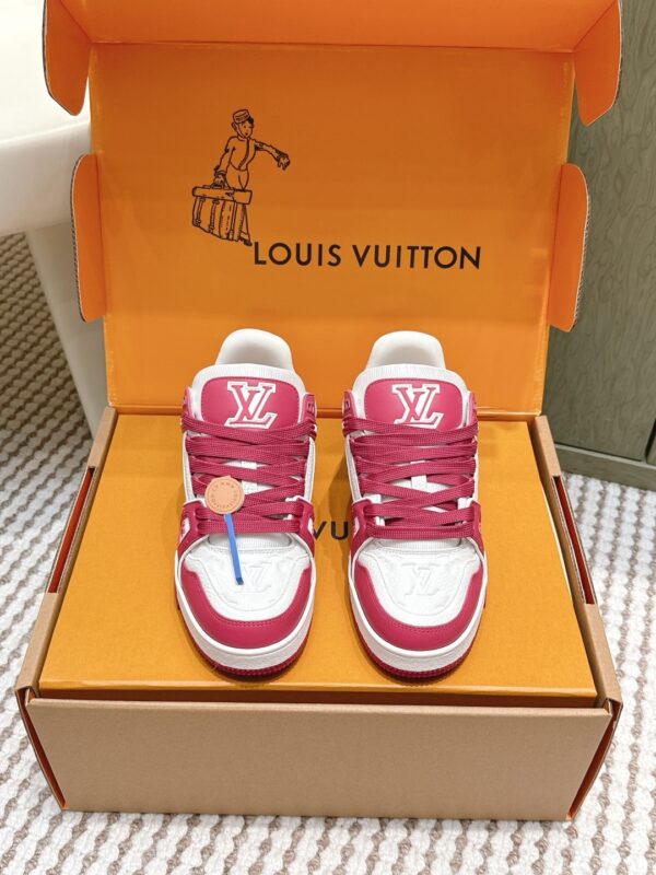 sy_no_2CAEC5C7C3039B2C722C2F8DA1AD29F5_0 Louis Vuitton LV Trainer Maxi / LV Skate White, Raspberry Red & Rose Pink Sneakers