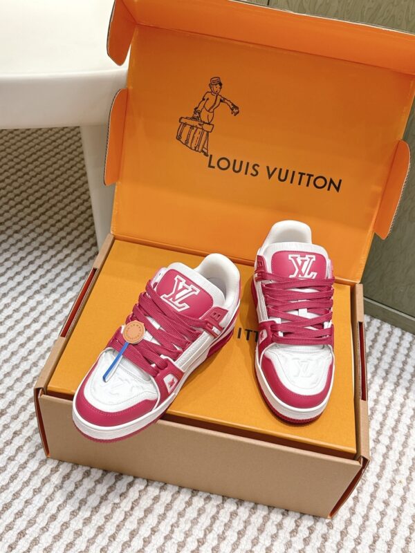 sy_no_2CAEC5C7C3039B2C722C2F8DA1AD29F5_3 Louis Vuitton LV Trainer Maxi / LV Skate White, Raspberry Red & Rose Pink Sneakers