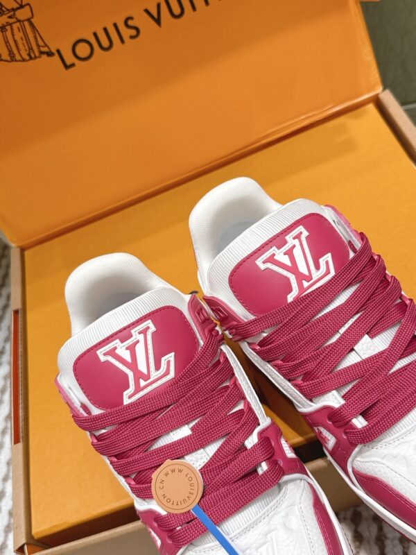 sy_no_2CAEC5C7C3039B2C722C2F8DA1AD29F5_5 Louis Vuitton LV Trainer Maxi / LV Skate White, Raspberry Red & Rose Pink Sneakers