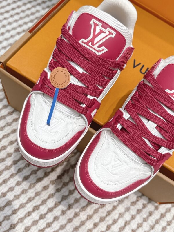 sy_no_2CAEC5C7C3039B2C722C2F8DA1AD29F5_7 Louis Vuitton LV Trainer Maxi / LV Skate White, Raspberry Red & Rose Pink Sneakers