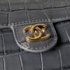 sy_no_2CC18A94DFB333B79844E878D75A6470_2 Charcoal Gray Crocodile-Embossed East-West Handbag