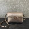 Champagne Gold Metallic Leather Rockstud Flap Crossbody Bag
