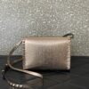 Champagne Gold Metallic Leather Rockstud Flap Crossbody Bag