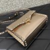 Champagne Gold Metallic Leather Rockstud Flap Crossbody Bag