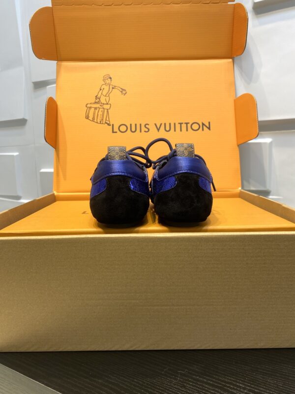 sy_no_2EABA1CC5895A03F25C49C5D42D50032_7 Louis Vuitton Sneakerina Blue Sequin Monogram & Black Suede Thin-Sole Sneakers