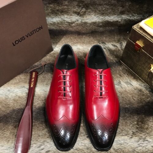 sy_no_2EAC2BA88983D1591A9675970C408C5D_0 Red & Burgundy Patina Leather Oxford Shoes