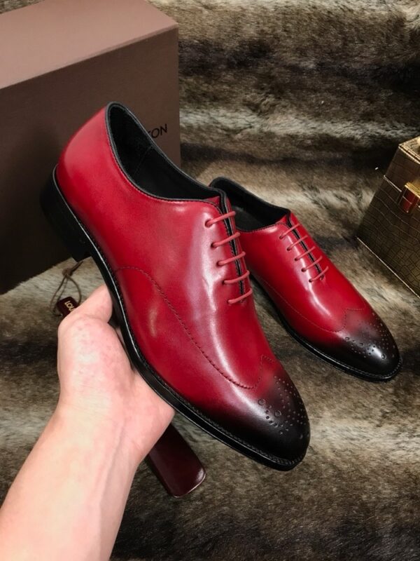 sy_no_2EAC2BA88983D1591A9675970C408C5D_2 Red & Burgundy Patina Leather Oxford Shoes