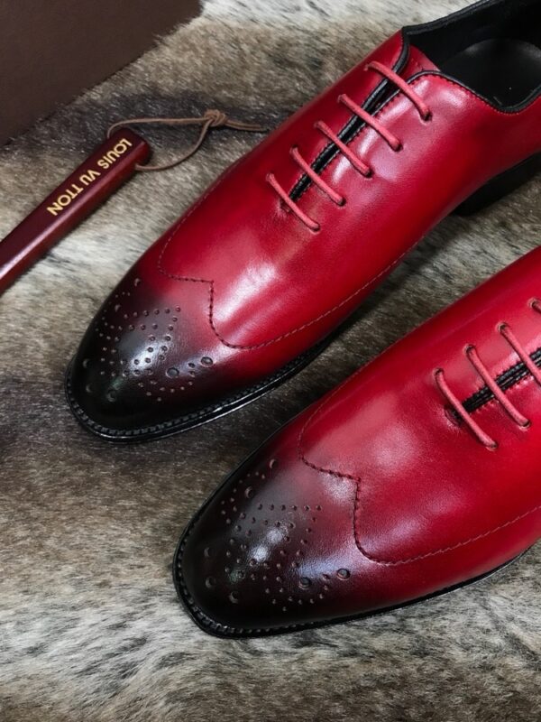 sy_no_2EAC2BA88983D1591A9675970C408C5D_4 Red & Burgundy Patina Leather Oxford Shoes