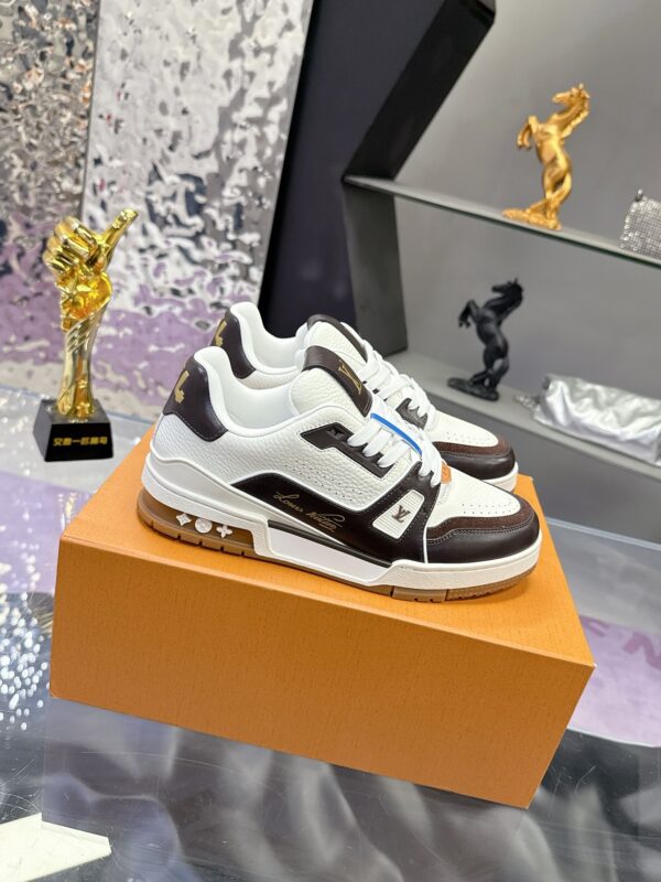 Louis Vuitton LV Trainer Maxi Dark Brown, Mocha & White Sneakers