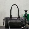 sy_no_2F1AB3EE431A4E2ADB0720A6AEBDB035_1 Black Leather Front-Zip Double-Handle Shoulder Crossbody Bag