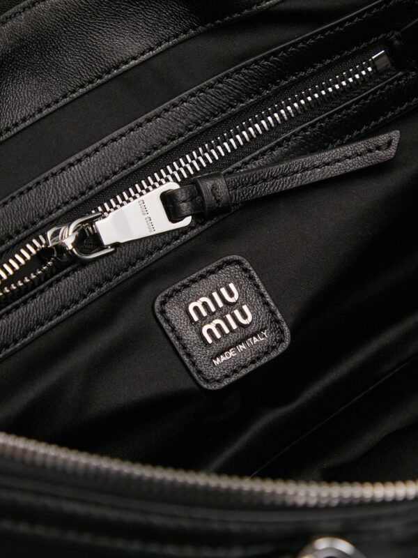 sy_no_2F1AB3EE431A4E2ADB0720A6AEBDB035_5 Black Leather Front-Zip Double-Handle Shoulder Crossbody Bag