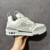 White & Light Grey Pebbled Leather Retro Skate Sneakers
