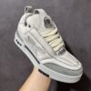 White & Light Grey Pebbled Leather Retro Skate Sneakers