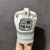 White & Light Grey Pebbled Leather Retro Skate Sneakers