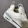 White & Light Grey Pebbled Leather Retro Skate Sneakers