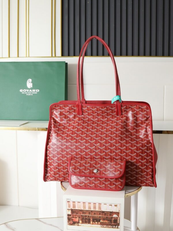 sy_no_2F891F46638EE1644B0F2E6596BCBB98_0 Red Goyardine Hardy Small Commuter Tote