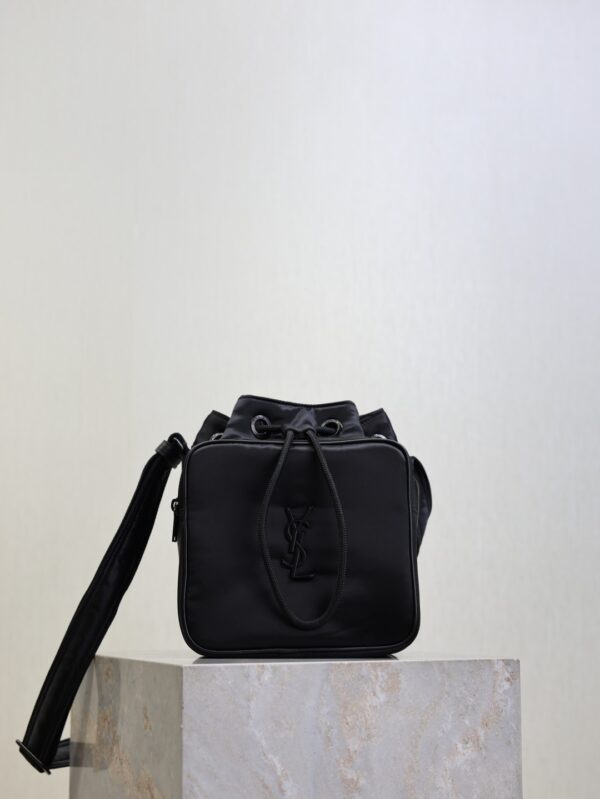 sy_no_30607B57E7A5406EC4703A72220C3B84_0 YSL Niki Drawstring Nylon Shoulder Bag – Black