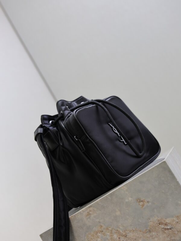 sy_no_30607B57E7A5406EC4703A72220C3B84_2 YSL Niki Drawstring Nylon Shoulder Bag – Black