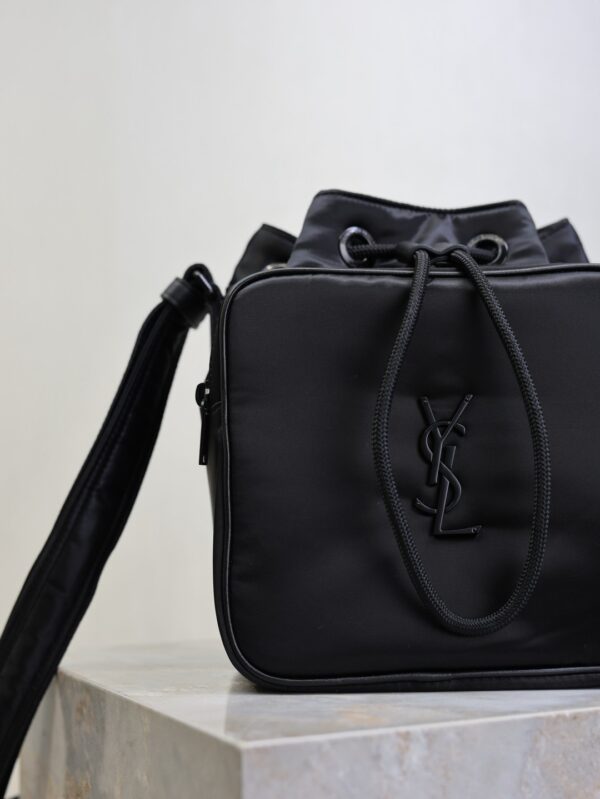 sy_no_30607B57E7A5406EC4703A72220C3B84_4 YSL Niki Drawstring Nylon Shoulder Bag – Black