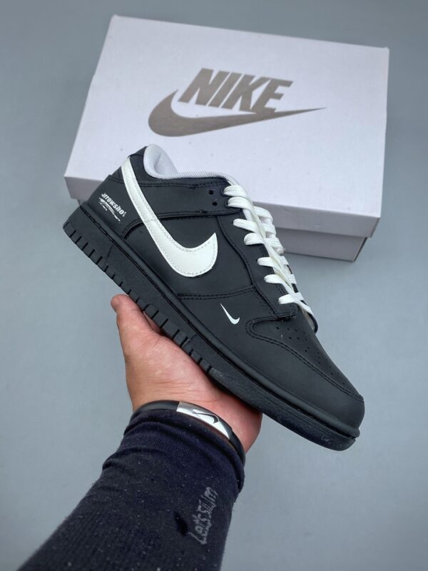 sy_no_308AD34DBE5E8EA569906F7612603648_0 Nike Dunk Low Custom “Black / Sail Swoosh & Arrowshot” Sneakers
