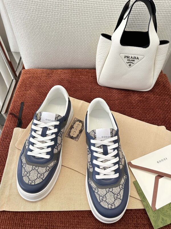 sy_no_30994009B1535E143C1A524A241D76AB_5 Navy & Gray Monogram Canvas Platform Sneakers