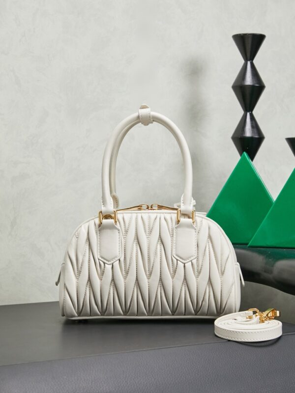 Miu Miu Mini Pleated Lambskin Bowling Bag (Handheld/Shoulder/Crossbody)
