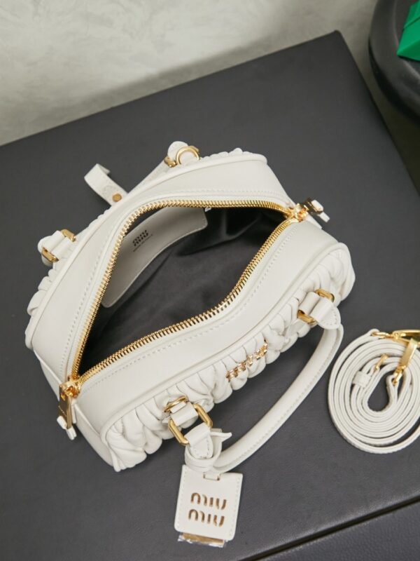 Miu Miu Mini Pleated Lambskin Bowling Bag (Handheld/Shoulder/Crossbody)