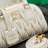 Miu Miu Mini Pleated Lambskin Bowling Bag (Handheld/Shoulder/Crossbody)