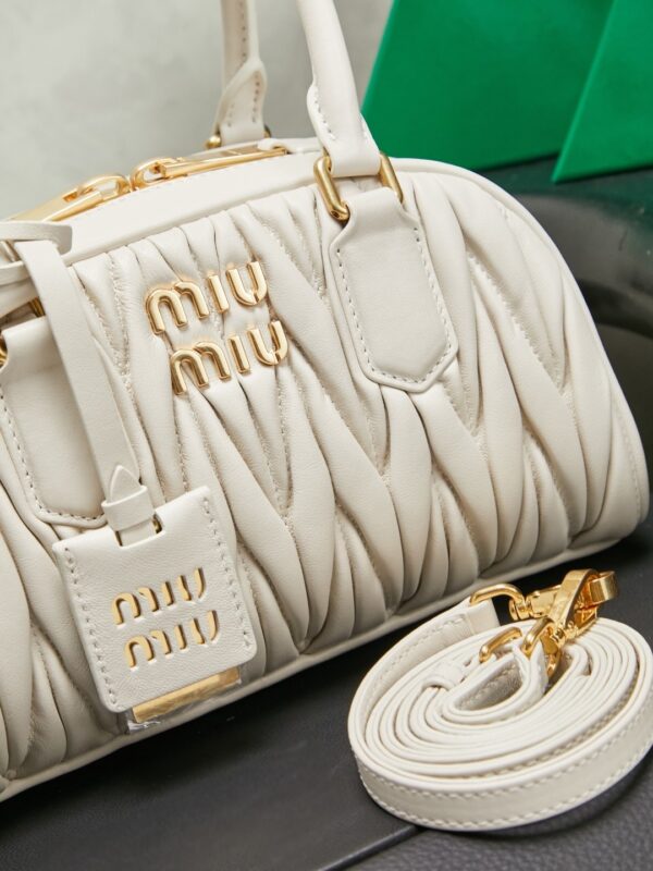 Miu Miu Mini Pleated Lambskin Bowling Bag (Handheld/Shoulder/Crossbody)
