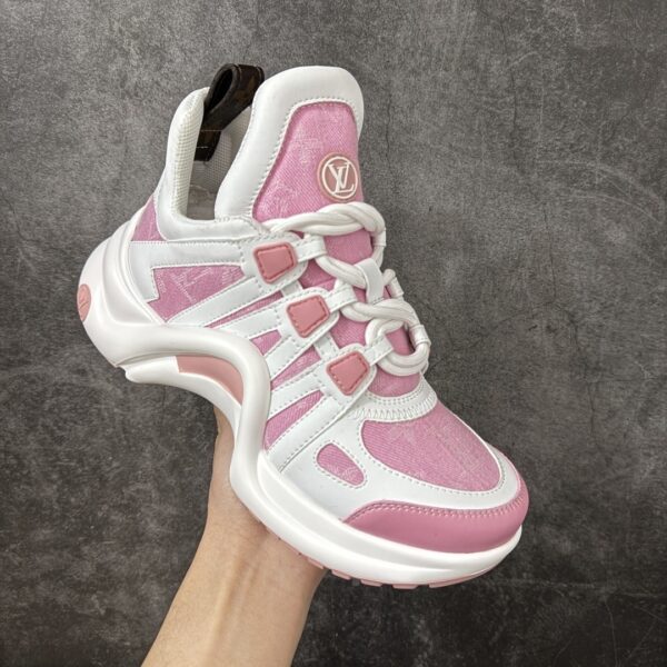 sy_no_31036C961BDF6BAF89ED4B4232CC09BC_2 Louis Vuitton Women's High-Top "Dad Shoes" – Genuine Leather Color-Block Sneakers with Arch-Shaped Soles