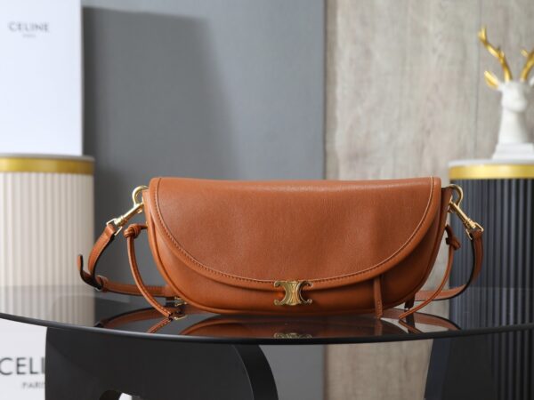 Halfmoon Soft Triomphe Bag – Brown Lambskin