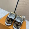 Louis Vuitton LV Trainer Metallic Gold Crackle & Brown Trim Retro Sneakers