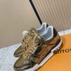 Louis Vuitton LV Trainer Metallic Gold Crackle & Brown Trim Retro Sneakers