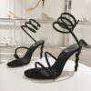 Black Crystal Spiral High-Heel Sandals