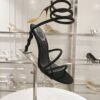 Black Crystal Spiral High-Heel Sandals