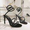 Black Crystal Spiral High-Heel Sandals